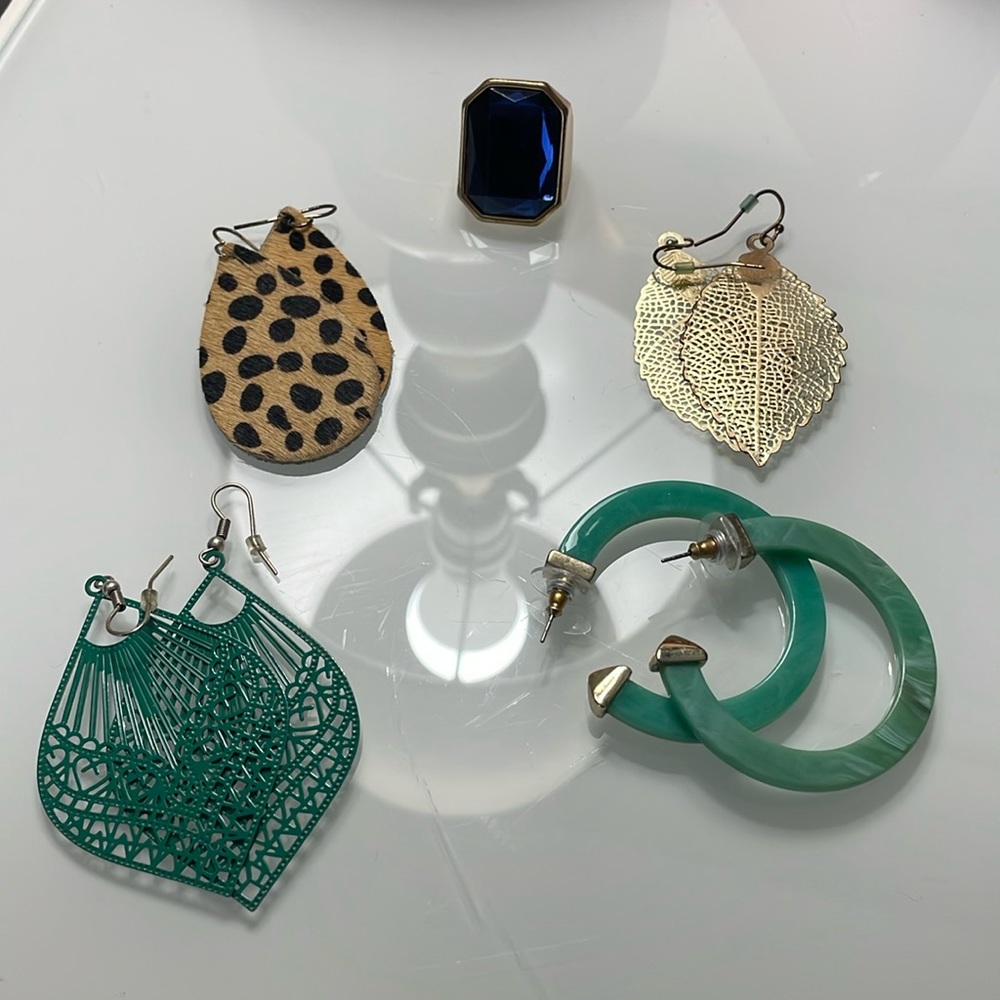 Earrings and cocktail ring